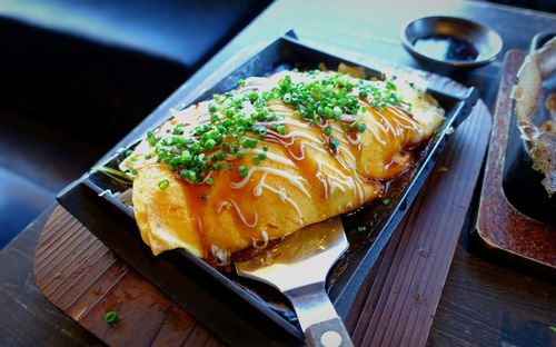 Close-up of food on table