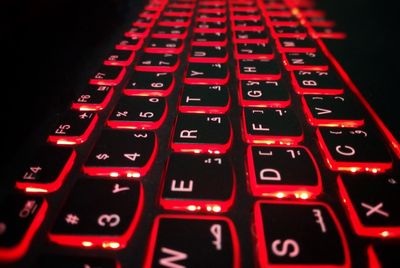 High angle view of computer keyboard