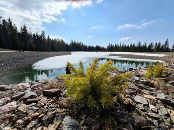 Scenic view of lake against sky