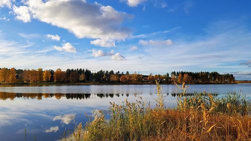 Scenic view of lake against sky