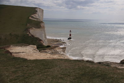 White cliffs and lighthose
