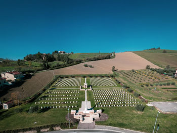 Aerial view of the english war cemetery in montecchio italy