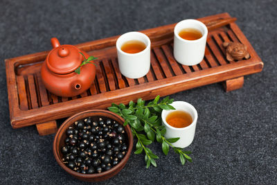 High angle view of coffee on table