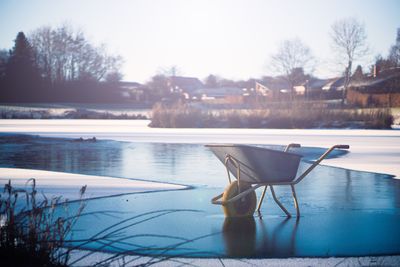 Close-up of swimming pool against sky