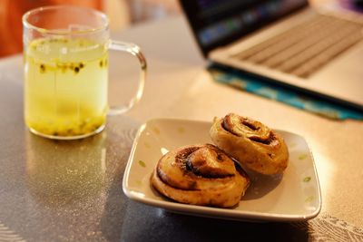 Close-up of food on table