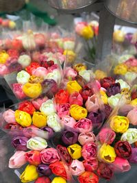 Close-up of various flowers for sale at market stall