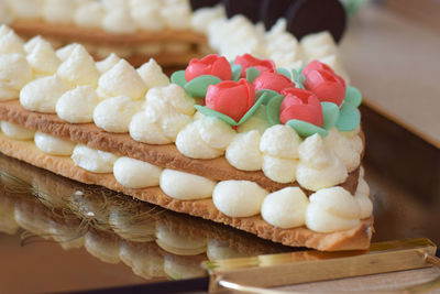 Close-up of cake on table