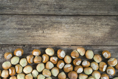 Directly above shot of hazelnuts on table