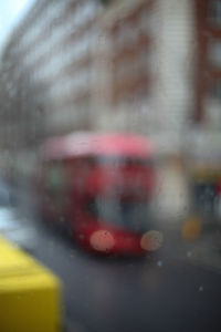 Close-up of wet car window