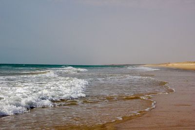 Scenic view of sea against clear sky