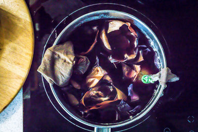 High angle view of ice cream in bowl