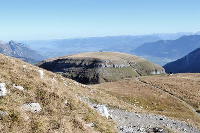 Scenic view of landscape against clear sky