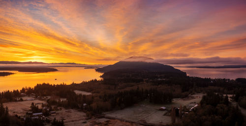 Panoramic view of landscape against sky during sunset