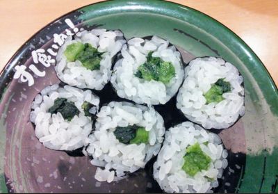 High angle view of sushi in plate