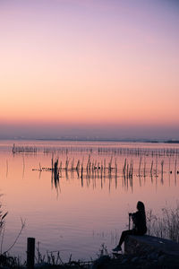 Scenic view of sea during sunset