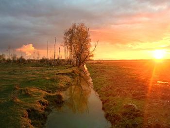 Scenic view of landscape against sky during sunset