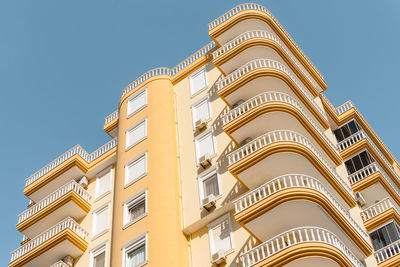 Corner of a modern european residential apartment building. 