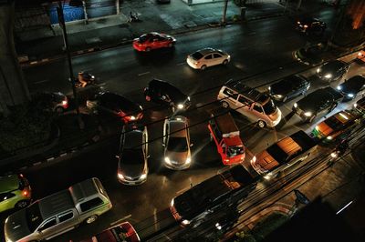 Traffic on road at night