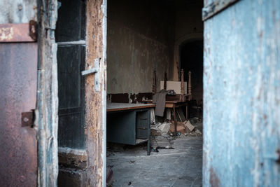 Abandoned factory by old building