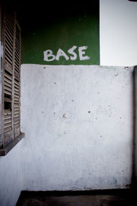 Close-up of text on building