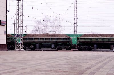 Train on railroad track in city