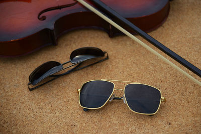 High angle view of sunglasses on table