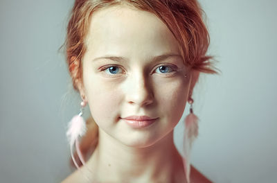 Close-up portrait of a young girl with festive makeup for a party. valentine's day. 