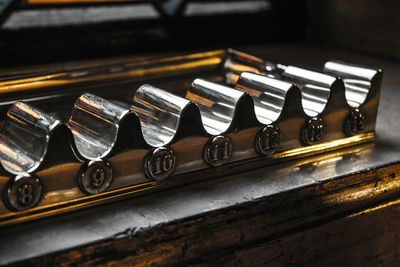 Close-up of musical instrument on table