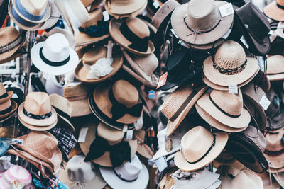 High angle view of objects for sale in market