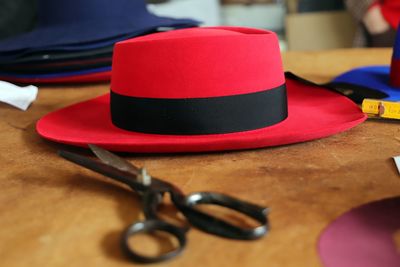 Close-up of hat on table