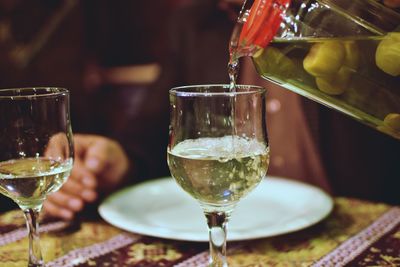 Close-up of drink in glass on table