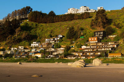 Panoramic view of the beach resort town of maitencillo, v region, chile