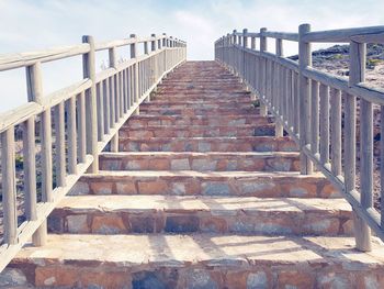 Low angle view of stairs against sky