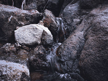 Water flowing through rocks