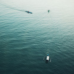 High angle view of boat in sea