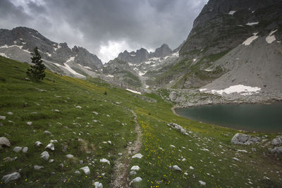 Scenic view of mountains against sky