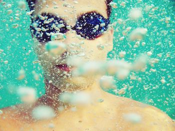 Close-up of bubbles in swimming pool