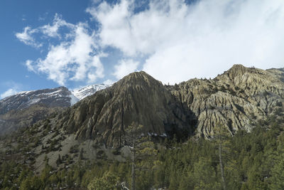 Panoramic view of snowcapped mountains against sky