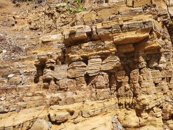 Low angle view of rock formation