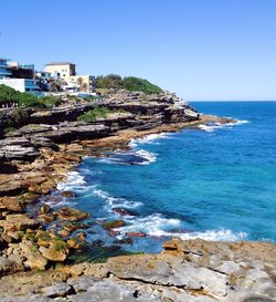 Scenic view of sea against clear sky