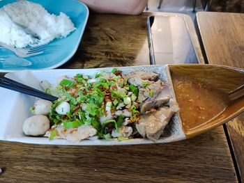 High angle view of food on table