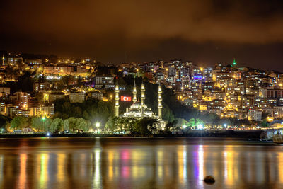 Illuminated city at night