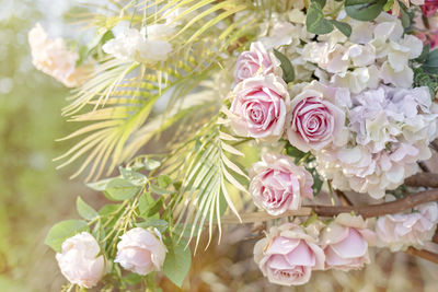 Close-up of pink rose bouquet