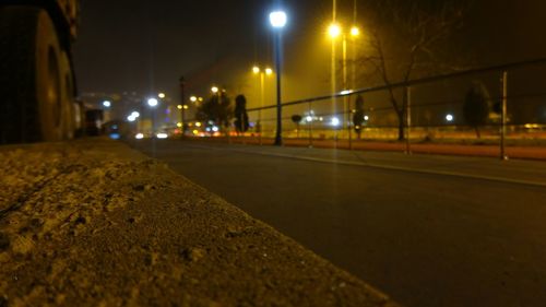 Surface level of illuminated street lights at night