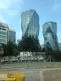 View of buildings along road