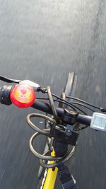 Close-up of bicycle on road