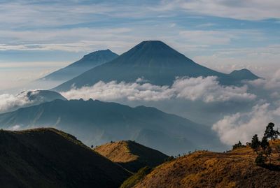 Scenic view of mountains against sky