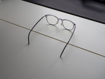 High angle view of eyeglasses on table