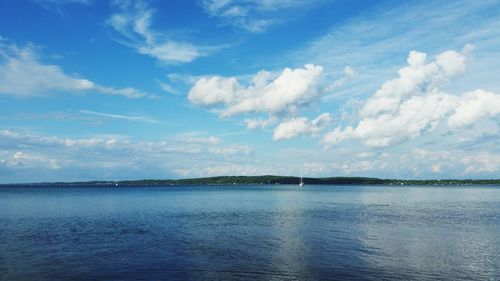 Scenic view of sea against cloudy sky