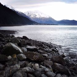 Scenic view of lake and mountains